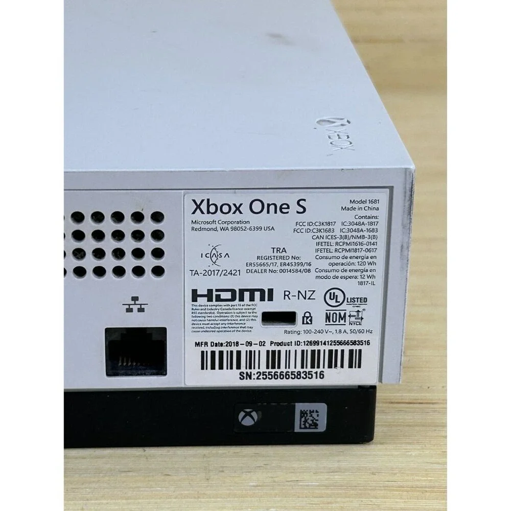 Microsoft Xbox One S Model 1681 White Disk Version Console Only